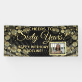 Proost op zestig jaar 60ste verjaardagsfeestfoto spandoek (Horizontaal)