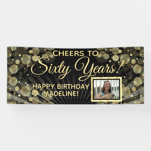 Proost op zestig jaar 60ste verjaardagsfeestfoto spandoek (Horizontaal)