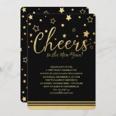 Proost oudejaarsfeest uitnodiging / zwart (Voorkant / Achterkant)