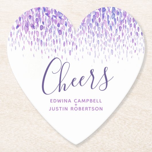 Proost paarse moderne kunst waterverf vlekken kartonnen onderzetters (Voorkant)