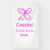 Proost paarse roze strik bruidsfeest voeg naam toe spandoek (Verticaal)