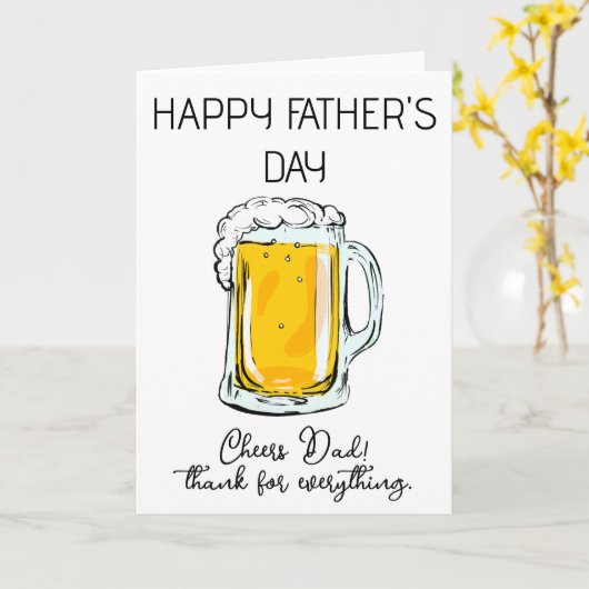 Proost papa! Bedankt voor alles Vaderdag kaart (Gele Bloem)