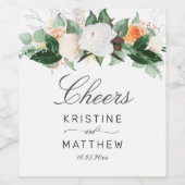 Proost Perzik Herfst Aquarel Bloemachtige Trouw Wi Wijn Etiket (Enkel label)