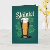 Proost! Pint groen bier op St. Patrick's Day Kaart (Gele Bloem)