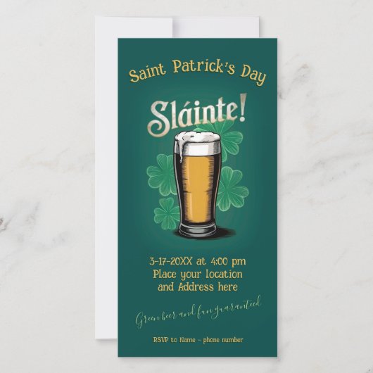 Proost! Pint groen bier op St. Patrick's Day Save The Date (Voorkant)