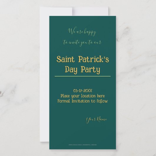 Proost! Pint groen bier op St. Patrick's Day Save The Date (Achterkant)