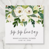 Proost Proost Hoera Elegante Witte Bloemrijke Brui Bedankjes Labels (Voorkant)