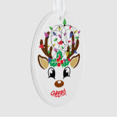 Proost rendieren in de lampjes ornament (voorkant)