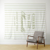 Proost Retro Groen Witte Strepen Script Bruiloft Wandkleed (In Situ (horizontaal))