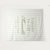 Proost Retro Groen Witte Strepen Script Bruiloft Wandkleed (Voorkant (horizontaal))