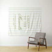 Proost Retro Groen Witte Strepen Script Bruiloft Wandkleed (In Situ (horizontaal))