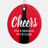 Proost rode wijnfles silhouet Kerstmis Keramisch Ornament (Links)