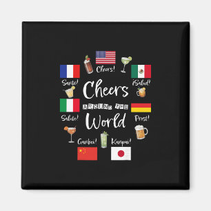 Proost Rond De Wereld Vakantie Drinken Grappig Dri Magneet