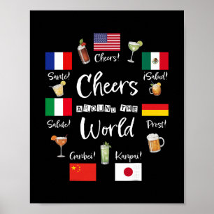 Proost Rond De Wereld Vakantie Drinken Grappig Dri Poster