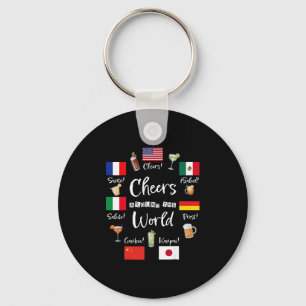 Proost Rond De Wereld Vakantie Drinken Grappig Dri Sleutelhanger