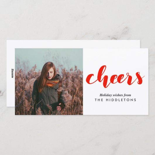 Proost rood Handgeschreven Modern Script Vakantief Feestdagenkaart (Voorkant / Achterkant)