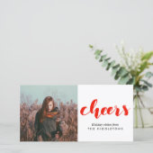 Proost rood Handgeschreven Modern Script Vakantief Feestdagenkaart (Staand voorkant)