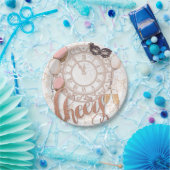 Proost Roos Gold Script Clock Champagne Nieuwjaar Papieren Bordje (Feest)