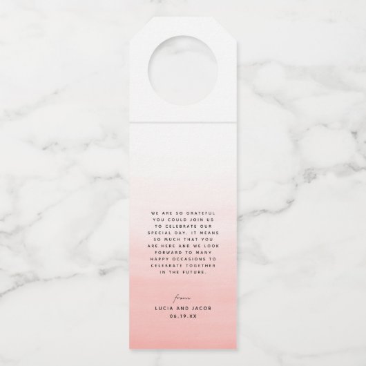 Proost roze moderne huwelijksreis bestemming flessenhanger (Achterkant)