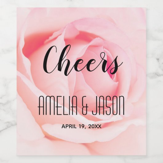 Proost roze roos bruiloft wijn etiket (Enkel label)