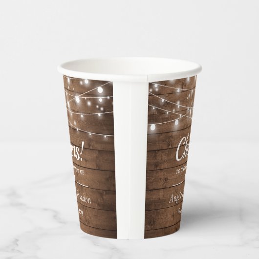 Proost Rustieke Houten Strijklichten Bruiloft Papieren Bekers (Rechts)