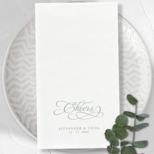 Proost Sage Groen Calligrafie Viering Servet