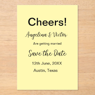 Proost save de datum eenvoudige minimale moderne e acryl uitnodigingen