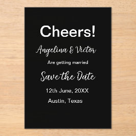 Proost save de datum eenvoudige minimale moderne e acryl uitnodigingen