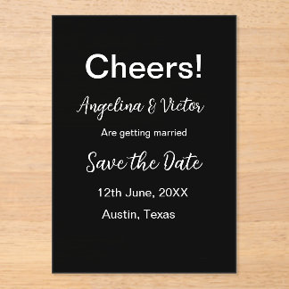 Proost save de datum eenvoudige minimale moderne e acryl uitnodigingen