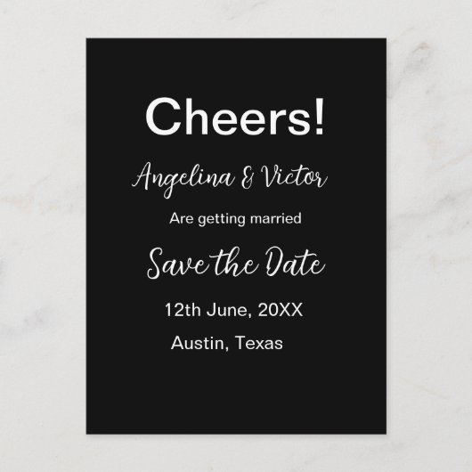 Proost save de datum eenvoudige minimale moderne e briefkaart (Voorkant)