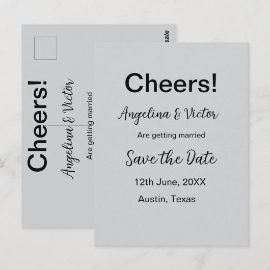 Proost save de datum eenvoudige minimale moderne e briefkaart (Voorkant / Achterkant)