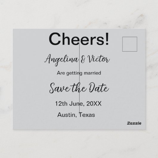 Proost save de datum eenvoudige minimale moderne e briefkaart (Achterkant)