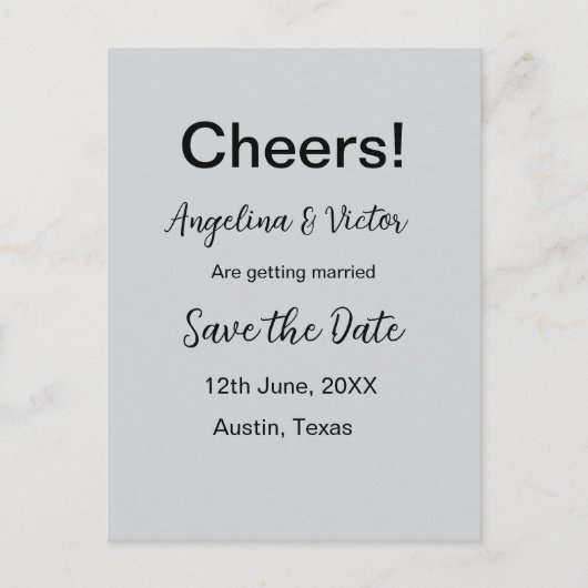 Proost save de datum eenvoudige minimale moderne e briefkaart (Voorkant)