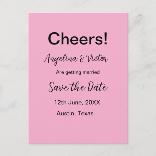 Proost save de datum eenvoudige minimale moderne e briefkaart (Voorkant)