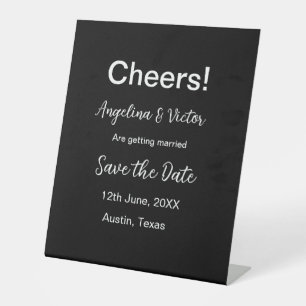 Proost save de datum eenvoudige minimale moderne e reclamebord met voetstuk