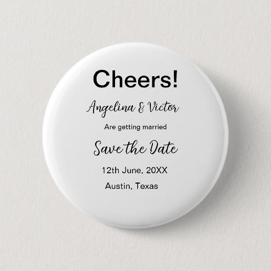 Proost save de datum eenvoudige minimale moderne e ronde button 5,7 cm (Voorkant)