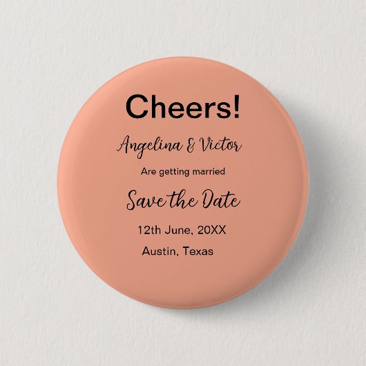Proost save de datum eenvoudige minimale moderne e ronde button 5,7 cm (Voorkant)