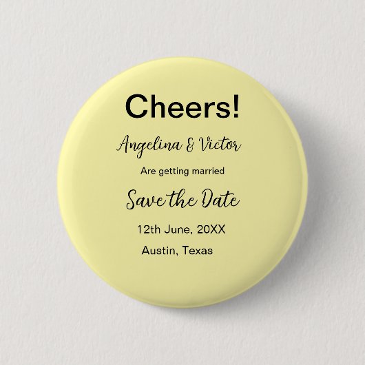 Proost save de datum eenvoudige minimale moderne e ronde button 5,7 cm (Voorkant)