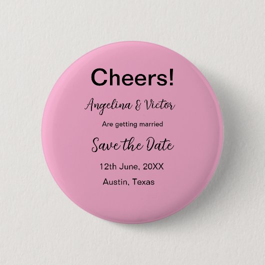 Proost save de datum eenvoudige minimale moderne e ronde button 5,7 cm (Voorkant)