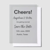 Proost save de datum eenvoudige minimale moderne e vellum uitnodigingen (Offset)