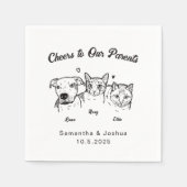 Proost Schattige Eenvoudig 3 Pet Dog Cat Wedding Servet (Voorkant)