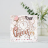 Proost Script Champagne Confetti Nieuwjaar Party Kaart (Staand voorkant)