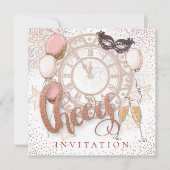 Proost Script Champagne Confetti Nieuwjaar Party Kaart (Voorkant)