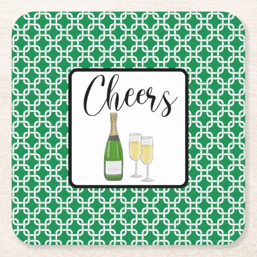 Proost Script Champagne glazen Viering Kartonnen Onderzetters (Voorkant)