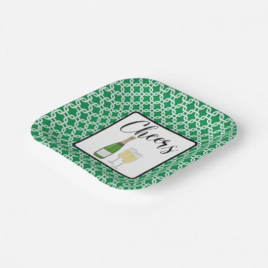 Proost Script Champagne glazen Viering Papieren Bordje (Gebogen)