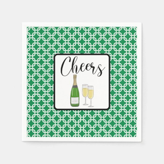 Proost Script Champagneglazen Feest Servet (Voorkant)
