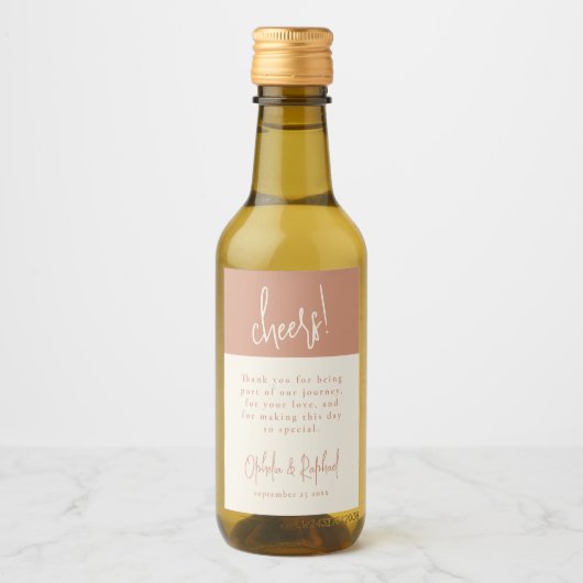 Proost Script Terracotta dank u bruiloft gunst Wijn Etiket (Voorkant)