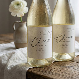 Proost Script Typografie Witte Bruiloft Wijn Etiket