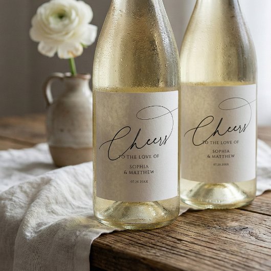 Proost Script Typografie Witte Bruiloft Wijn Etiket