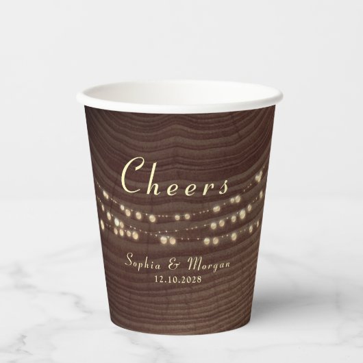 Proost Slingerlichten Trouw Papieren Bekers (Voorkant)